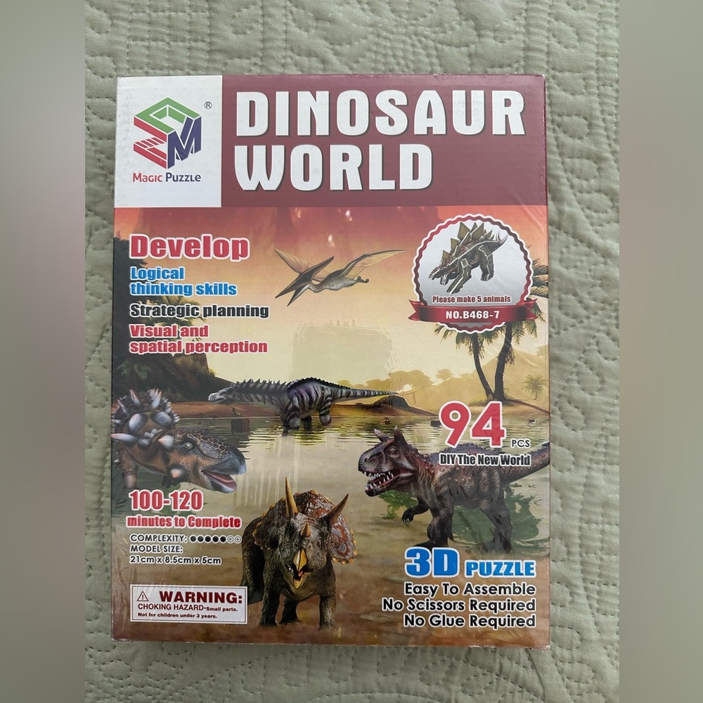 Dinosaur World 3D Puzzle 5 Dinosaurs to Build New Sealed Box by Magic Puzzle